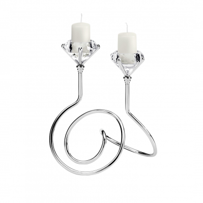 CANDELABRO DIAMANTE 2 FIAMME CM 22.9X14.6XH26