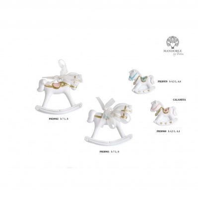 CAVALLO A DONDOLO CELESTE 4.3 CM. RESINA CALAMITA