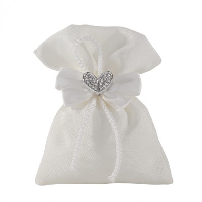 CHIARORE BAG CUORE CM 10X12 BIANCO - SACCHETTO CONFETTI NOZZE 