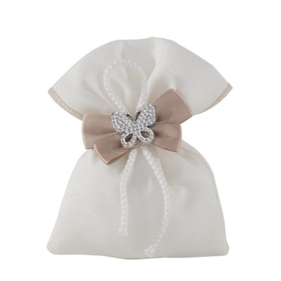 CHIARORE BAG FARFALLA CM 10X12 TORTORA - PORTACONFETTI PER MATRIMONIO