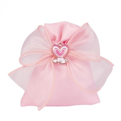SACCHETTO CONFETTI PER NASCITA / BATTESIMO - CIELO BAG CUORE CM 8X10 ROSA 
