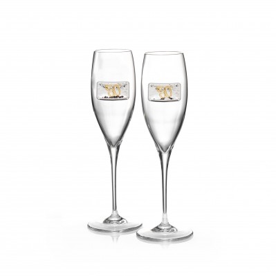CONFEZIONE COPPIA FLUTE 50° NOZZE D'ORO