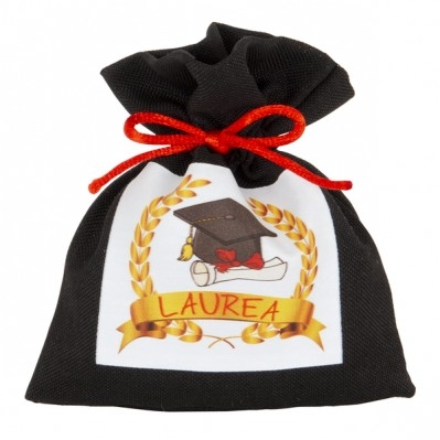 SACCHETTO CONFETTI CORDA LAUREA BAG CM.12 NERO