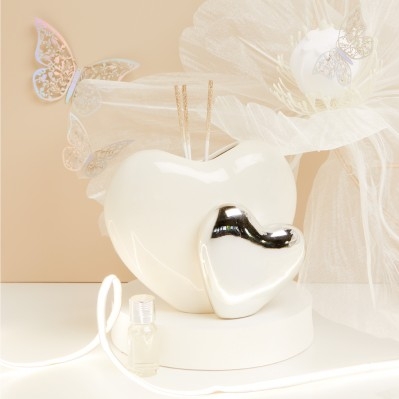 DIFFUSORE COPPIA CUORI BIANCO-SILVER - CLARALUNA 2025