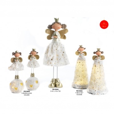 FATINA SU SFERA 23.4 CM. RESINA STOFFA LUCE