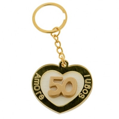 PORTACHIAVI CUORE NOZZE D'ORO 4,5 CM