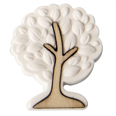 ALBERO IN GESSO CON INSERTI IN LEGNO 4,5 CM