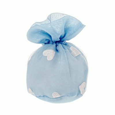 SACCHETTINO CONFETTI GLITTER HEART PALLA CM.10 CIELO 