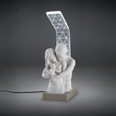 Lampada da comodino moderna a LED con scultura famiglia