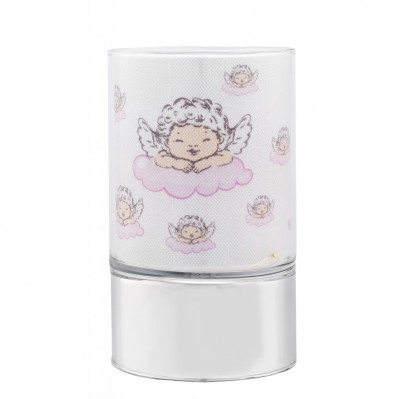 LAMPADA IN VETRO H. 15 CON DECORO ANGIOLETTI - ROSA