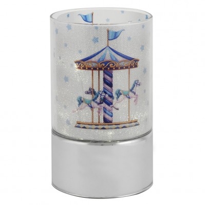LAMPADA IN VETRO H. 15 CON DECORO GIOSTRA - AZZURRO