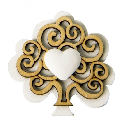 DECORAZIONE IN LEGNO CON CUORE IN GESSO 4 CM
