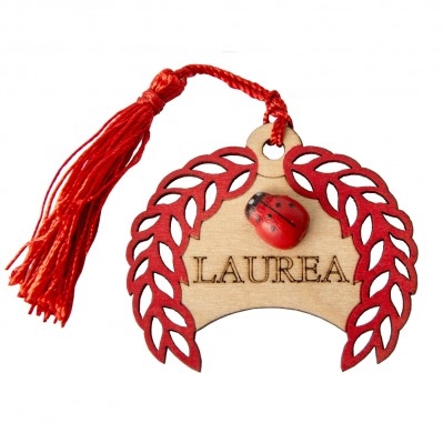 CORONA DI ALLORO IN LEGNO LAUREA 6 CM