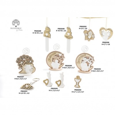 MEZZALUNA 'COMUNIONE' CON CLIP 9.5 CM. LEGNO GESSO
