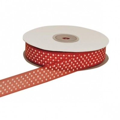 NASTRO ORGANZA POIS ROSSO 