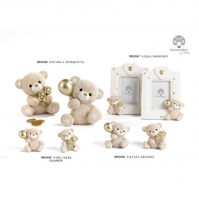 ORSETTO CON PALLA ORO 4.8 CM. 2 ASSORTITI RESINA CALAMITA