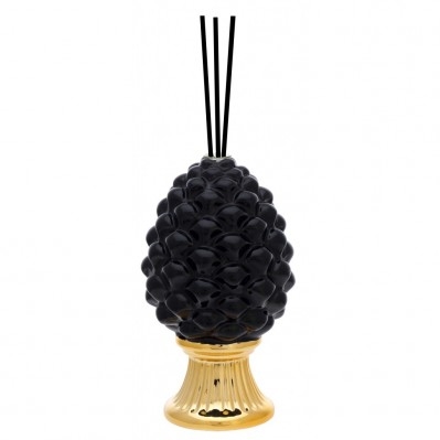 PIGNA CON DIFFUSORE NERA CON BASE ORO H. 15
