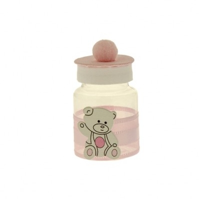 SCATOLA IN PLASTICA CON ORSETTO E CAPPELLINO PON PON 7,5 CM