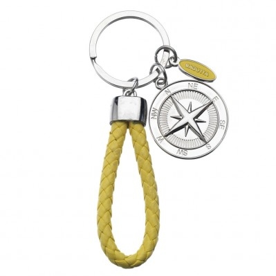 PORTACHIAVI MARINER CON ROSA DEI VENTI E CORDONE GIALLO
