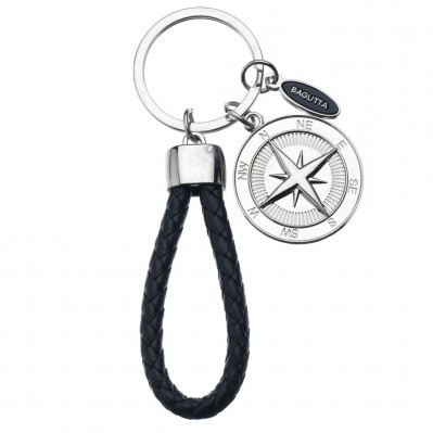 PORTACHIAVI MARINER CON ROSA DEI VENTI E CORDONE NERO