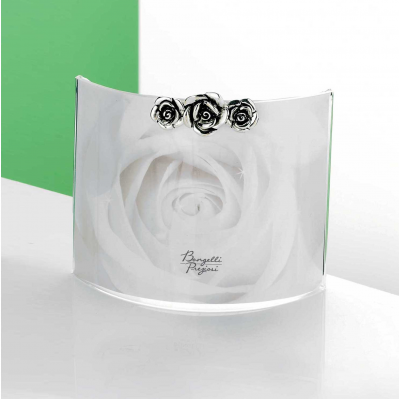 Portafoto da tavolo orizzontale dal design moderno con rose in argento