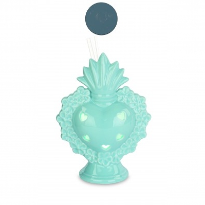 PROFUMATORE CUORE EX VOTO CON LED AZZURRO
