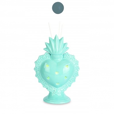 PROFUMATORE CUORE EX VOTO CON LED AZZURRO
