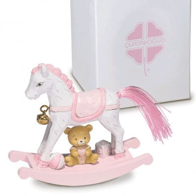 BOMBONIERA SOLIDALE - QF DUBLINO CAVALLO ROSA CM.8 H.7 C/BOX 
