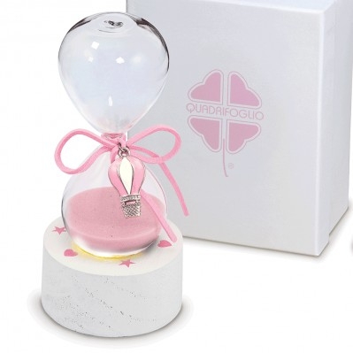 BOMBONIERA SOLIDALE - QF ROMA CLESSIDRA LED ROSA DM.6 H.13 C/BOX 