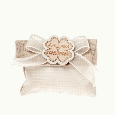 SACCHETTO CONFETTI QUADRIFOGLIO BUSTA CM.10X8 COMUNIONE