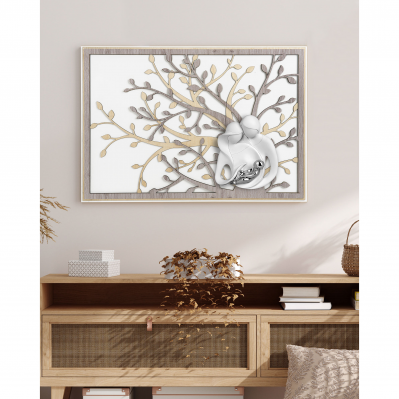 Quadro moderno grande in legno con albero della vita e la famiglia