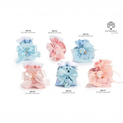 Sacchettino confetti per nascita con lella lecca cm.7,5 celeste rosa