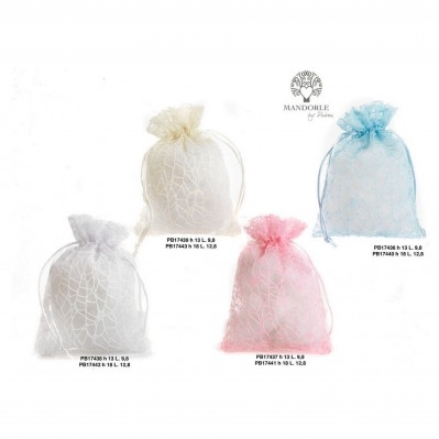 SACCHETTO CONFETTI CELESTE 13 CM. STOFFA