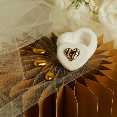 Scatola Claraluna Cuore cm.9x8,5x4 - Oro