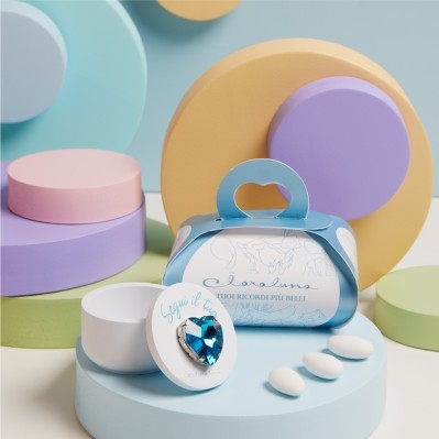 SCATOLA TONDA GESSO CON CUORE AZZURRO - CLARALUNA 2025