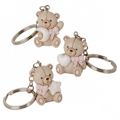 BOMBONIERA - TEO ORSO PORTACHIAVE ROSA CM.4