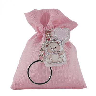 PORTACONFETTI TOYS BAG CON PORTACHIAVI ORSETTO CM.8X10 ROSA 