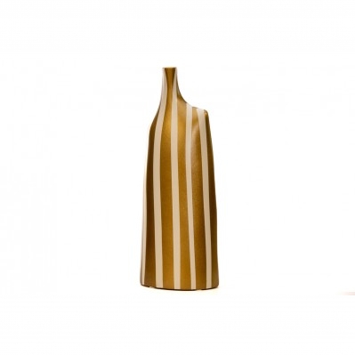 VASO AVORIO - RIGHE ORO 16X10X41