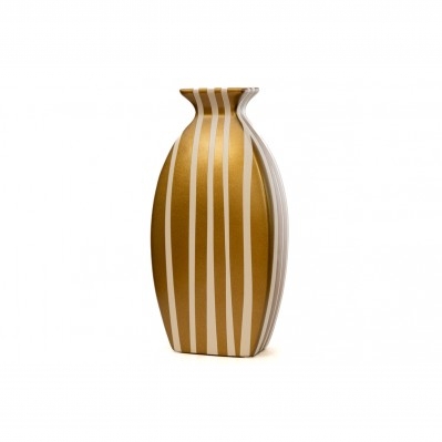 VASO AVORIO - RIGHE ORO 17X11X36