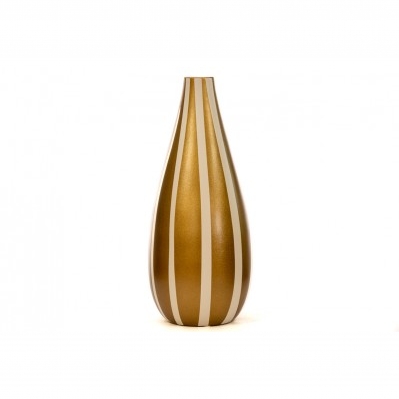 VASO AVORIO - RIGHE ORO 17X17X40