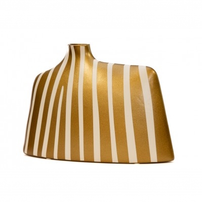 VASO AVORIO - RIGHE ORO 34X10X24