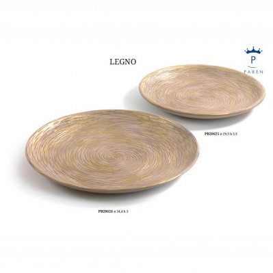 VASSOIO TONDO MARRONE ORO 34.4 CM. LEGNO