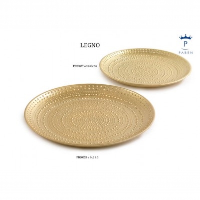 VASSOIO TONDO ORO 34.2 CM. LEGNO