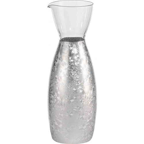 (F.C.) Bottiglia in vetro LOS ANGELES 0,50lt h.22cm - MADREPERLA ARGENTO