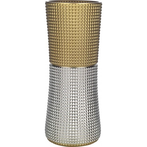 (F.C. ) Vaso in vetro QUADRI h.35cm - ORO