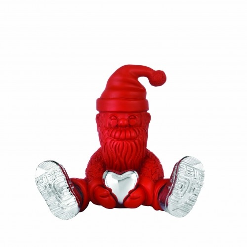 (PVD) BABBO NATALE in resina 10cm h.13cm CUORE - ROSSO OPACO