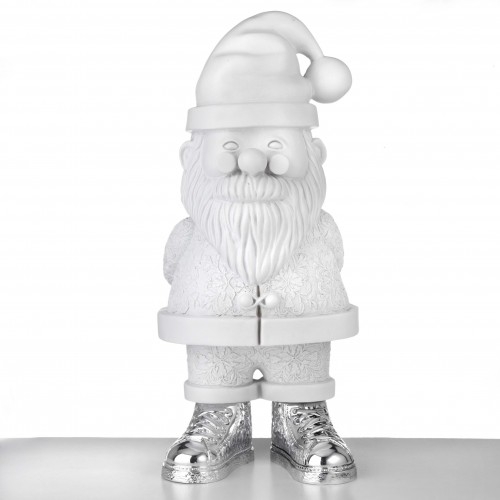 (PVD) BABBO NATALE in resina 18cm h.35cm MANI INCROCIATE - BIANCO OPACO