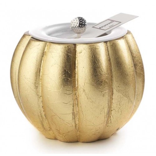 (SILVERPLATED) Candela in resina BUGNE 8cm h.8cm - FOGLIA ORO/BIANCO