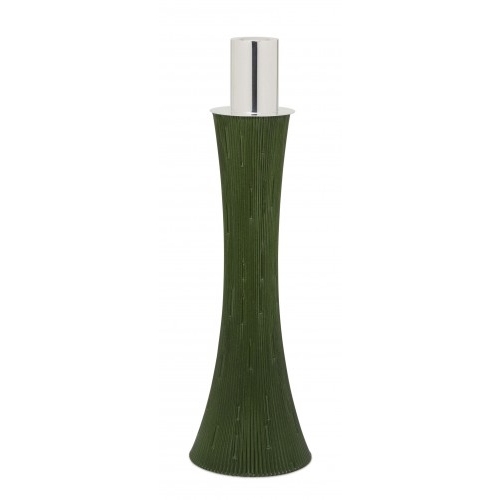 (SILVERPLATED) Candeliere in resina SVASATA h.35cm CILINDRICO - VERDE LUCIDO