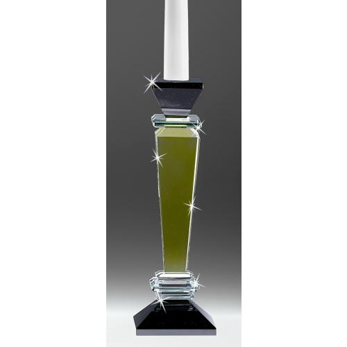 CANDELABRO IN CRISTALLO DECORO VERDE
